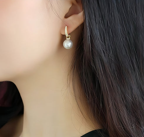 Power Edison Zirconia Gold Hoop Earrings - Versatile Design